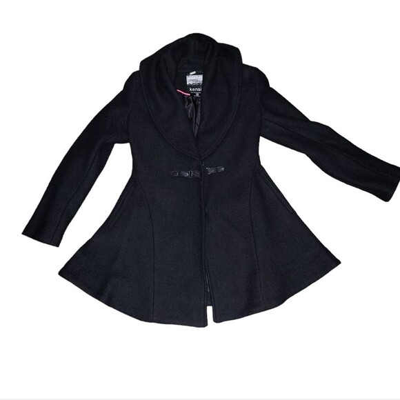 EUC wool Kensie women's stunning wide collar fish tail wrapcoat pea coat, XS - Picture 10 of 10